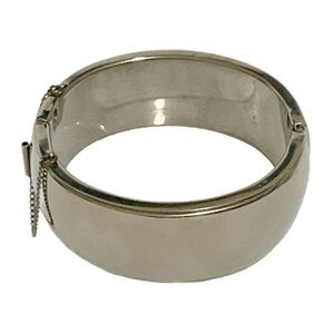 Shiny Silver Wide Hinged Clamper Bracelet
